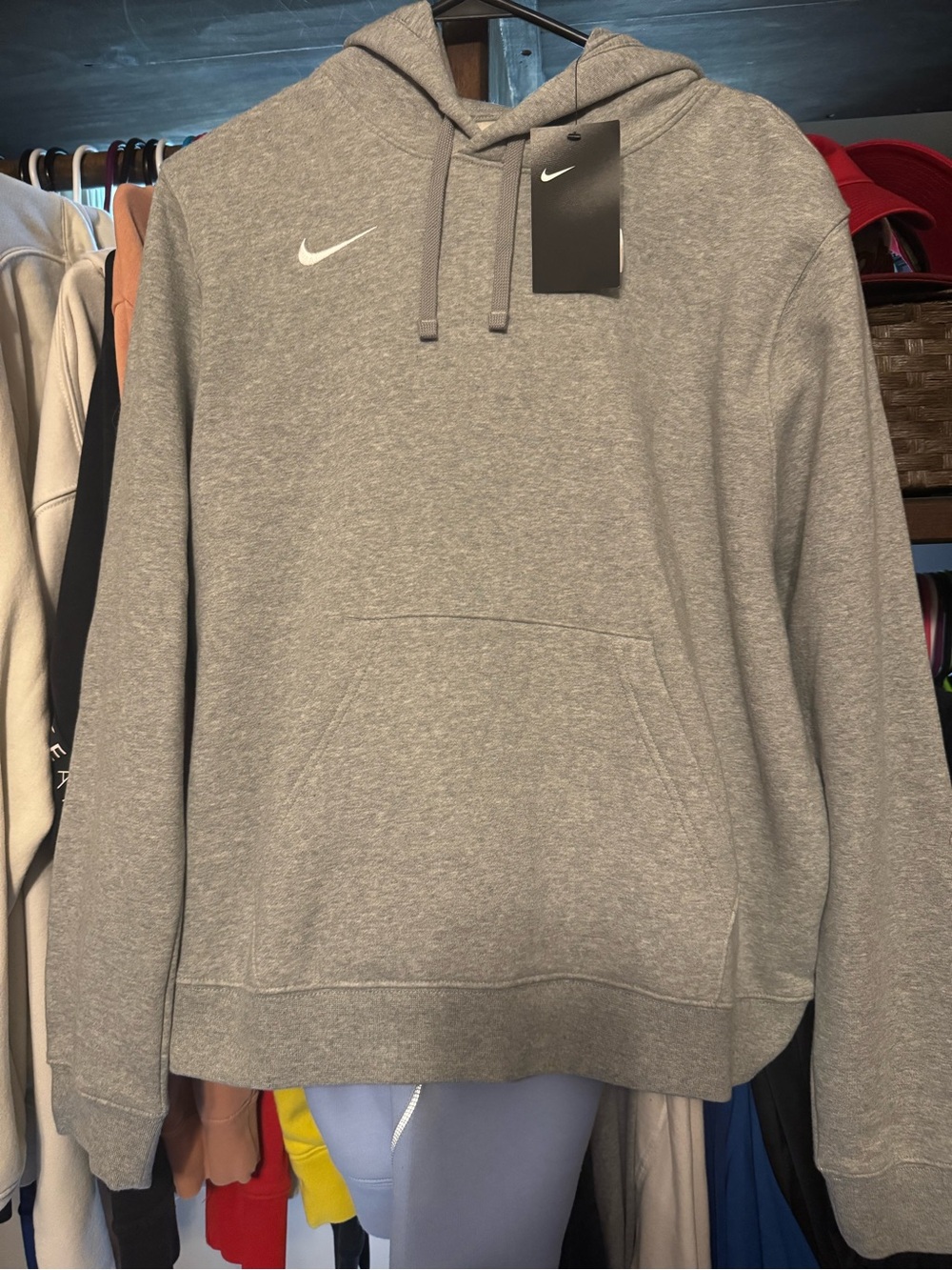 Nike Gray Pullover Hoodie with White Swoosh